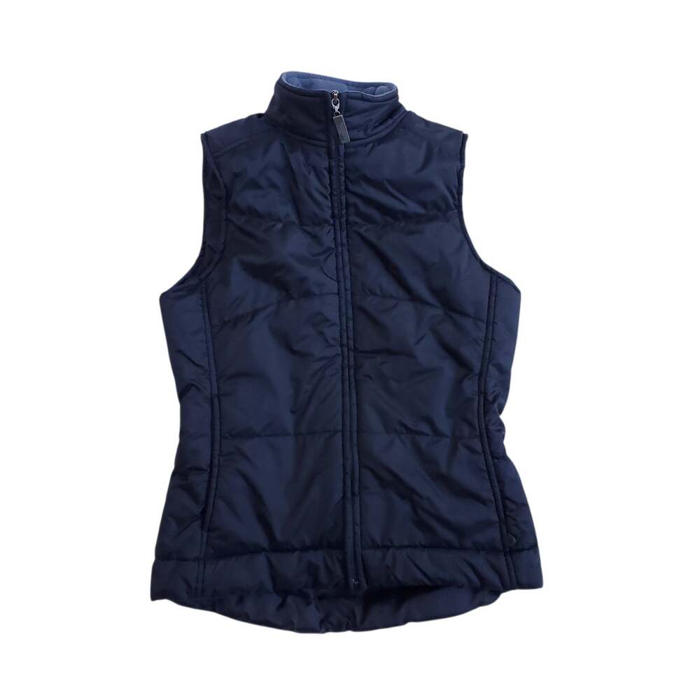 Alo Yoga Black Puffer Vest Zip Front Pockets Fleece Lined Collar Athleisure Sz S